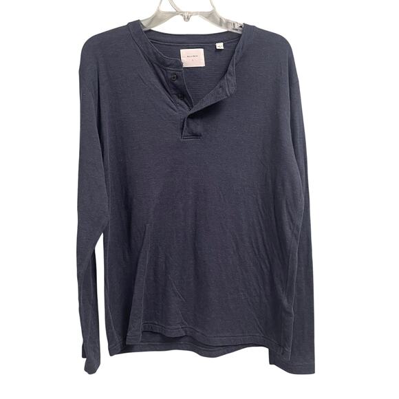 Billy Reid Other - Billy Reid Mens Henley Long Sleeve Blue Size Large Cotton Blend Casual